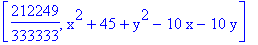 [212249/333333, x^2+45+y^2-10*x-10*y]